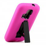 Wholesale Kyocera Hydro Icon C6730 Armor Hybrid Stand Case (Hot Pink Black)